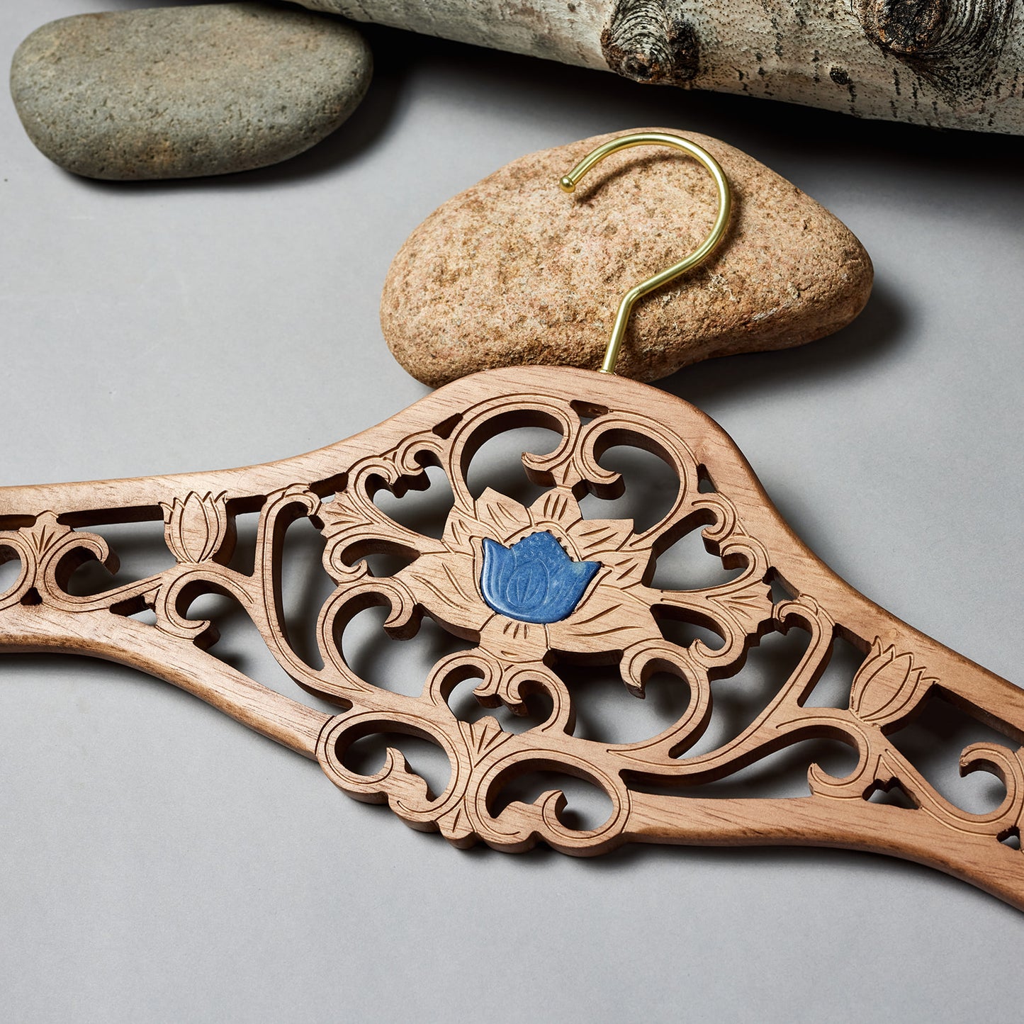 LOTUS DESIGNER WOOD HANGER WITH CRYSTALS