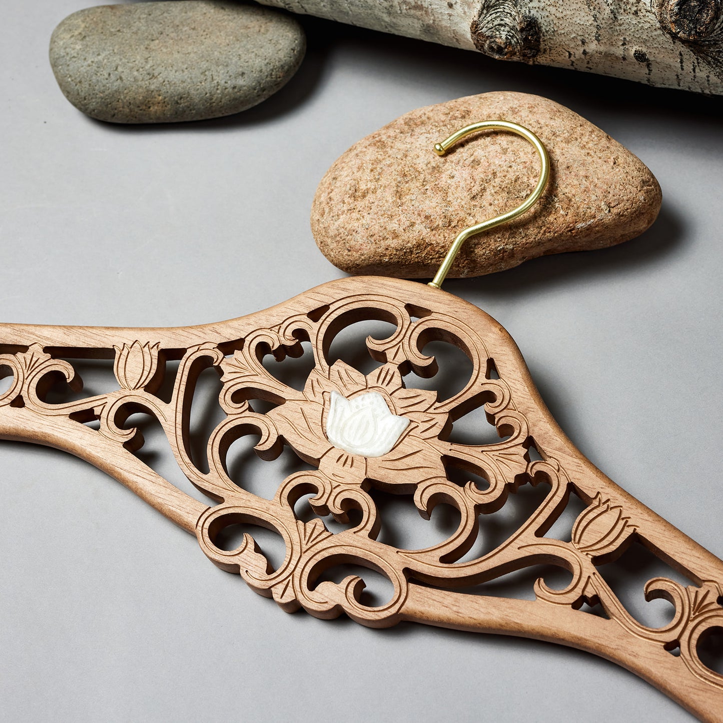 LOTUS DESIGNER WOOD HANGER WITH CRYSTALS