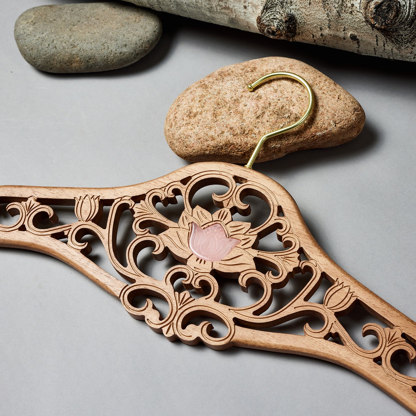 LOTUS DESIGNER WOOD HANGER WITH CRYSTALS