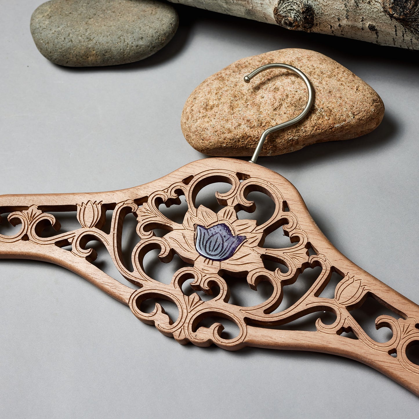 LOTUS DESIGNER WOOD HANGER WITH CRYSTALS