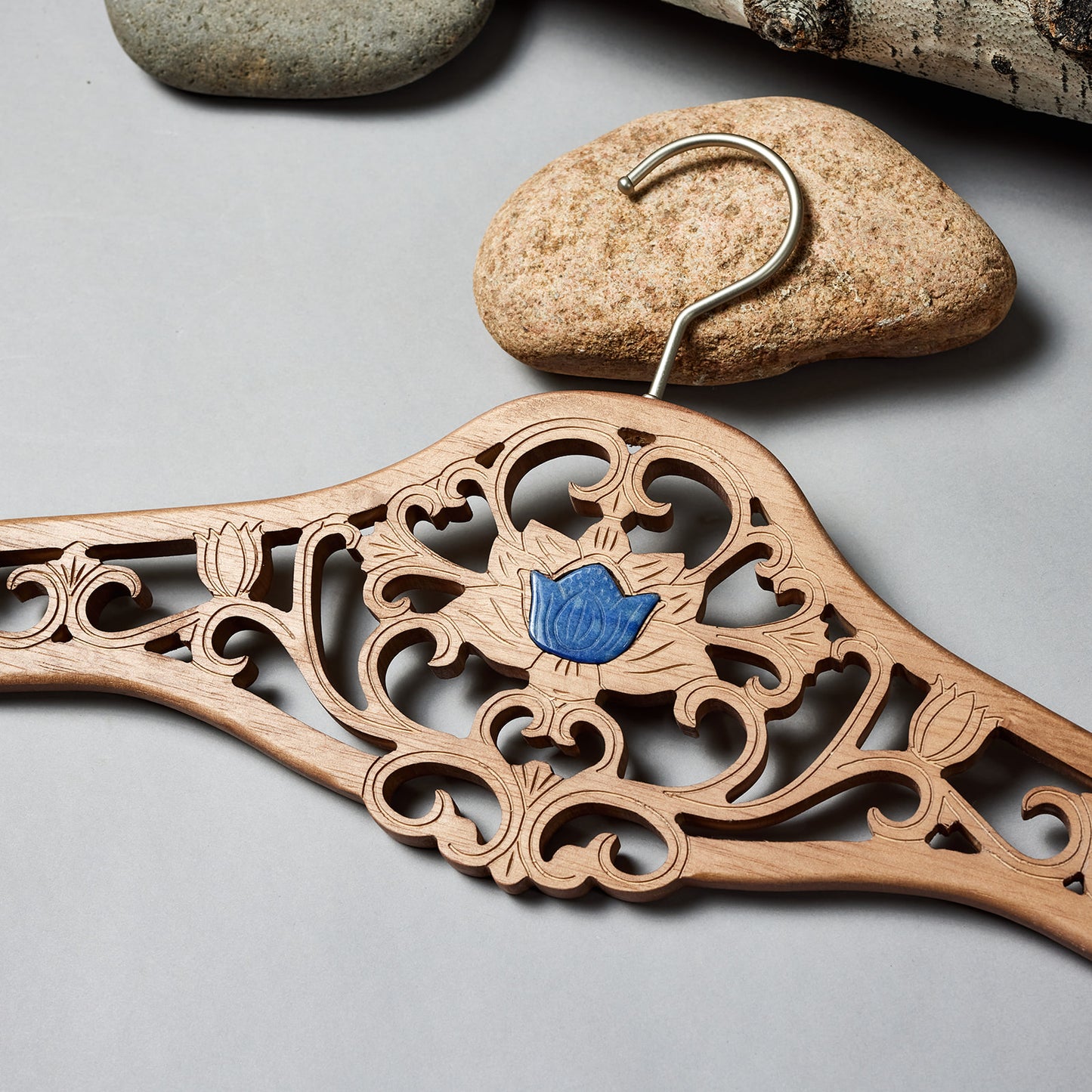 LOTUS DESIGNER WOOD HANGER WITH CRYSTALS
