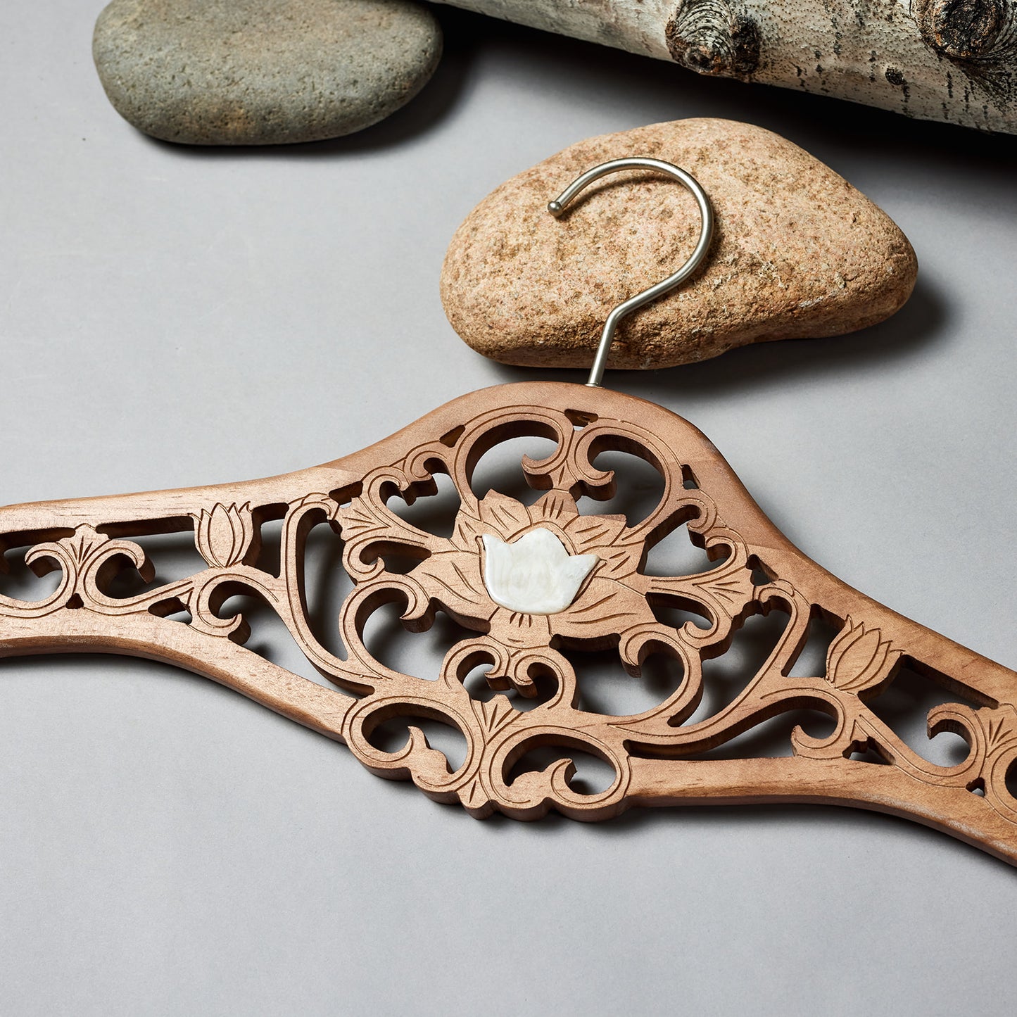 LOTUS DESIGNER WOOD HANGER WITH CRYSTALS