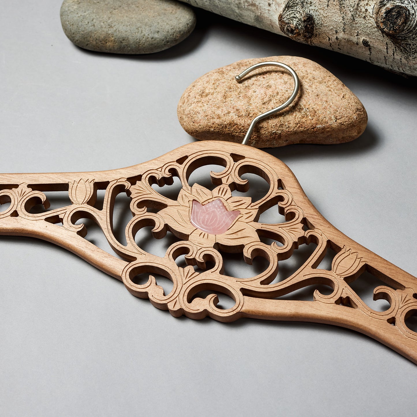 LOTUS DESIGNER WOOD HANGER WITH CRYSTALS