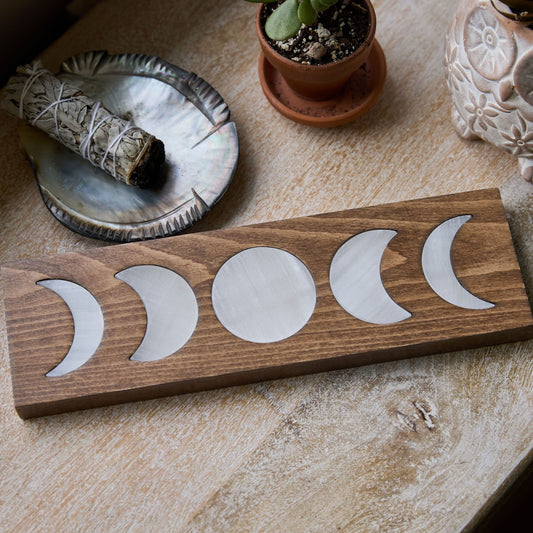 MOON PHASES PLAQUE WITH SELENITE