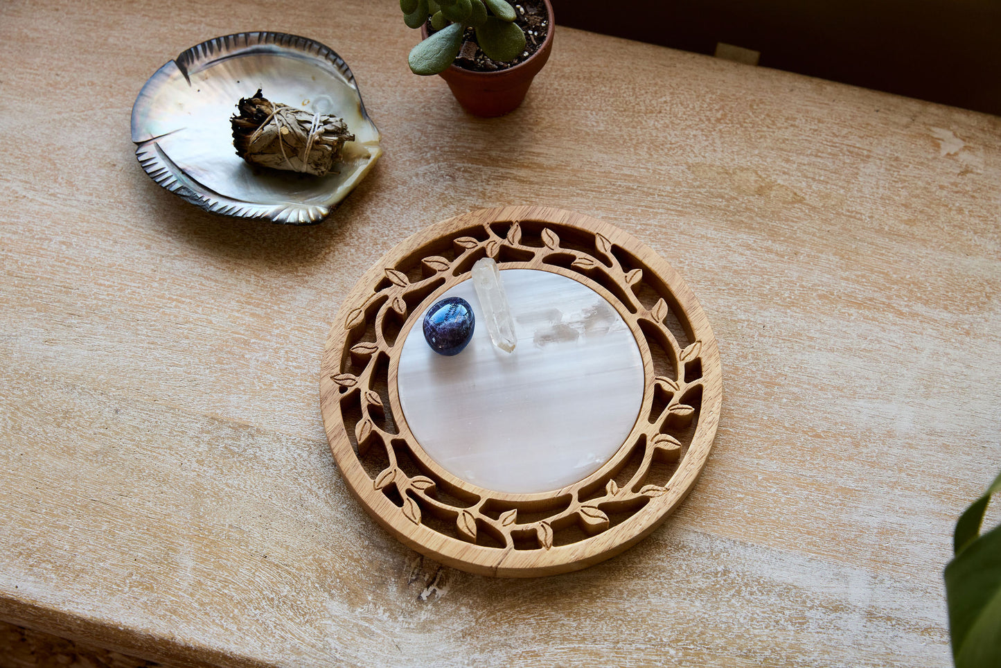 TREE SELENITE CLEANSING PLATE